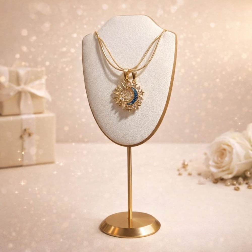 Collar Duo Celestial Sol Luna - Acabado Dorado