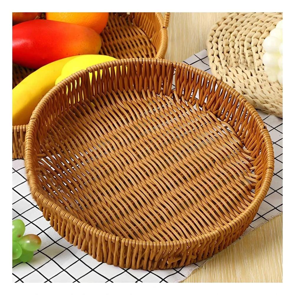 Base Tejida Circular 30cm Color Marron para Orden Diario en Hogar Moderno