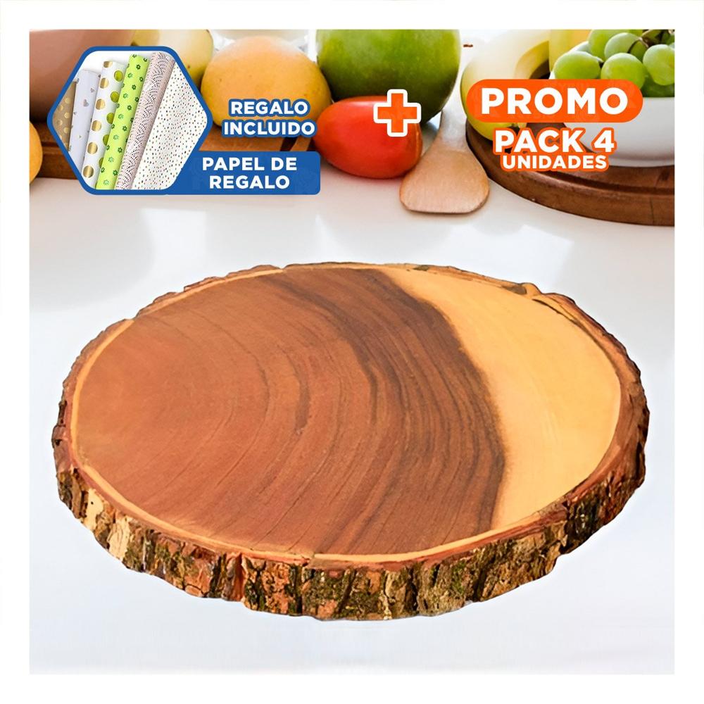 Pack4 Objeto Funcional Circular de Madera para Decoracion de Hogar Y+Papel Regalo