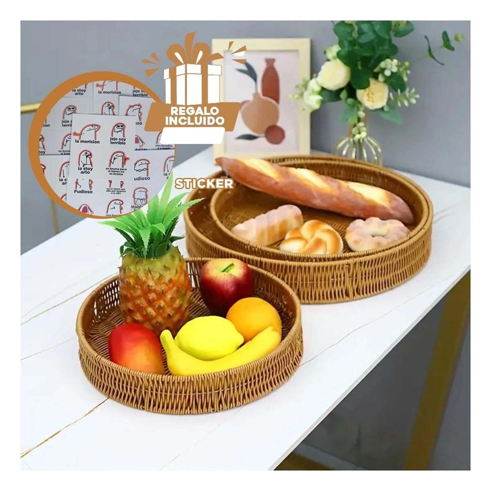 Base Practica Tejida Circular 35cm Marron Uso Diario Casa Hogar Nuevo Y+Regalo Sticker