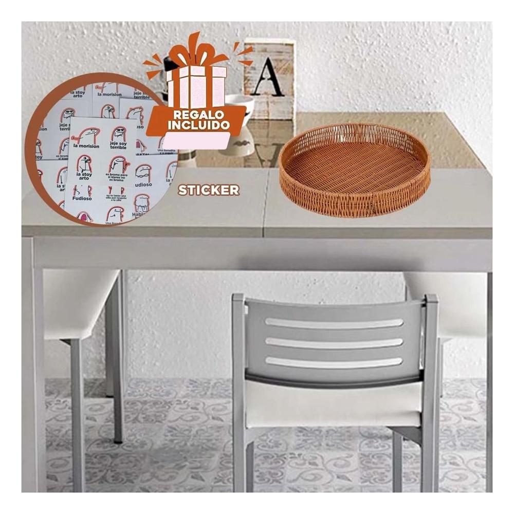 Base Practica Tejida Circular 26cm Marron Uso Diario Casa Hogar Nuevo Y+Regalo Sticker