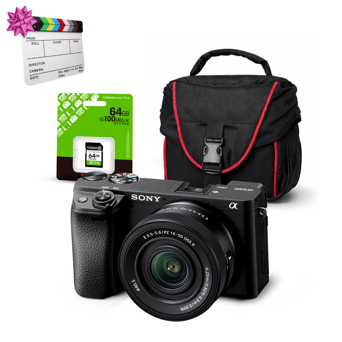 Cámara Sony Alpha a6400 Mirrorless y Lente 16-50mm II y Kit Básico