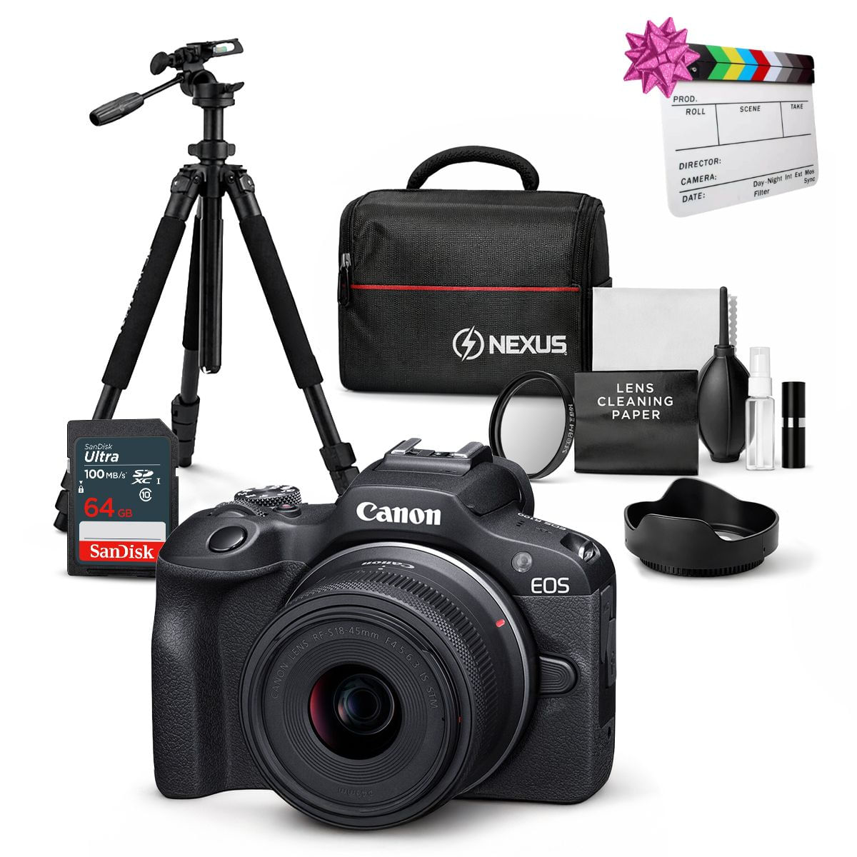 Cámara Mirrorless EOS R100 y Lente RF S 18-45mm f4.5-6.3 IS STM y Kit Ultimate