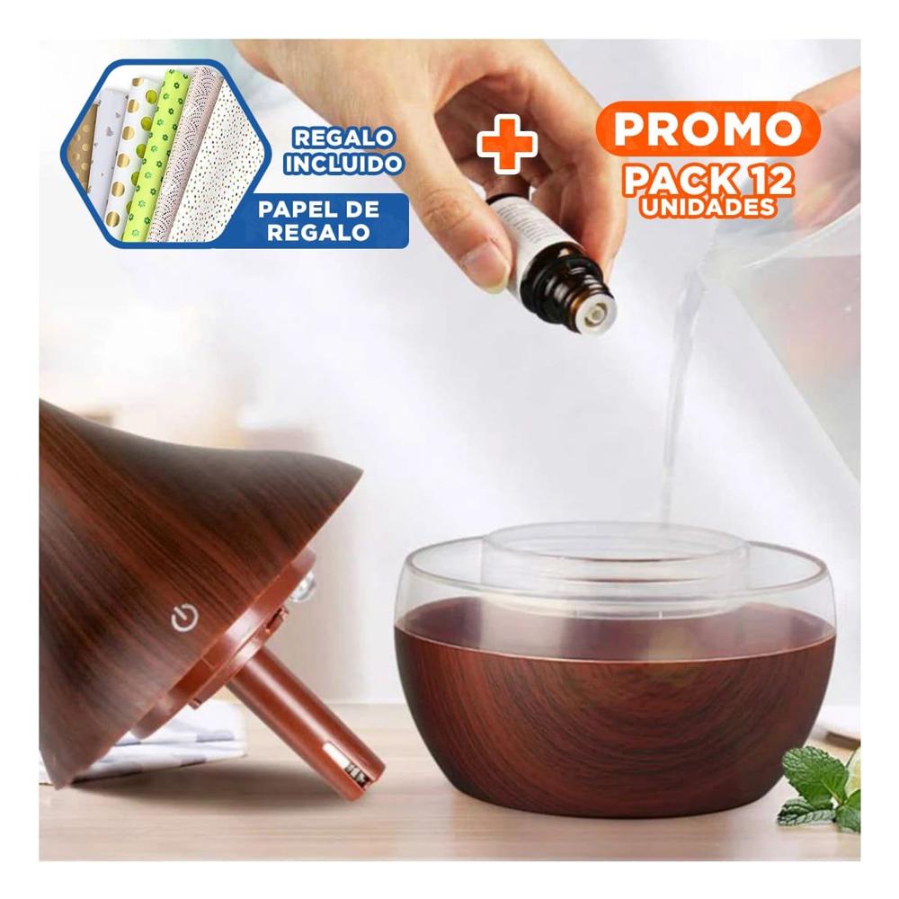 Pack12 Nebulizador para Espacios Interiores con Estilo Natural en Madera Oscuro Y+Papel Regalo