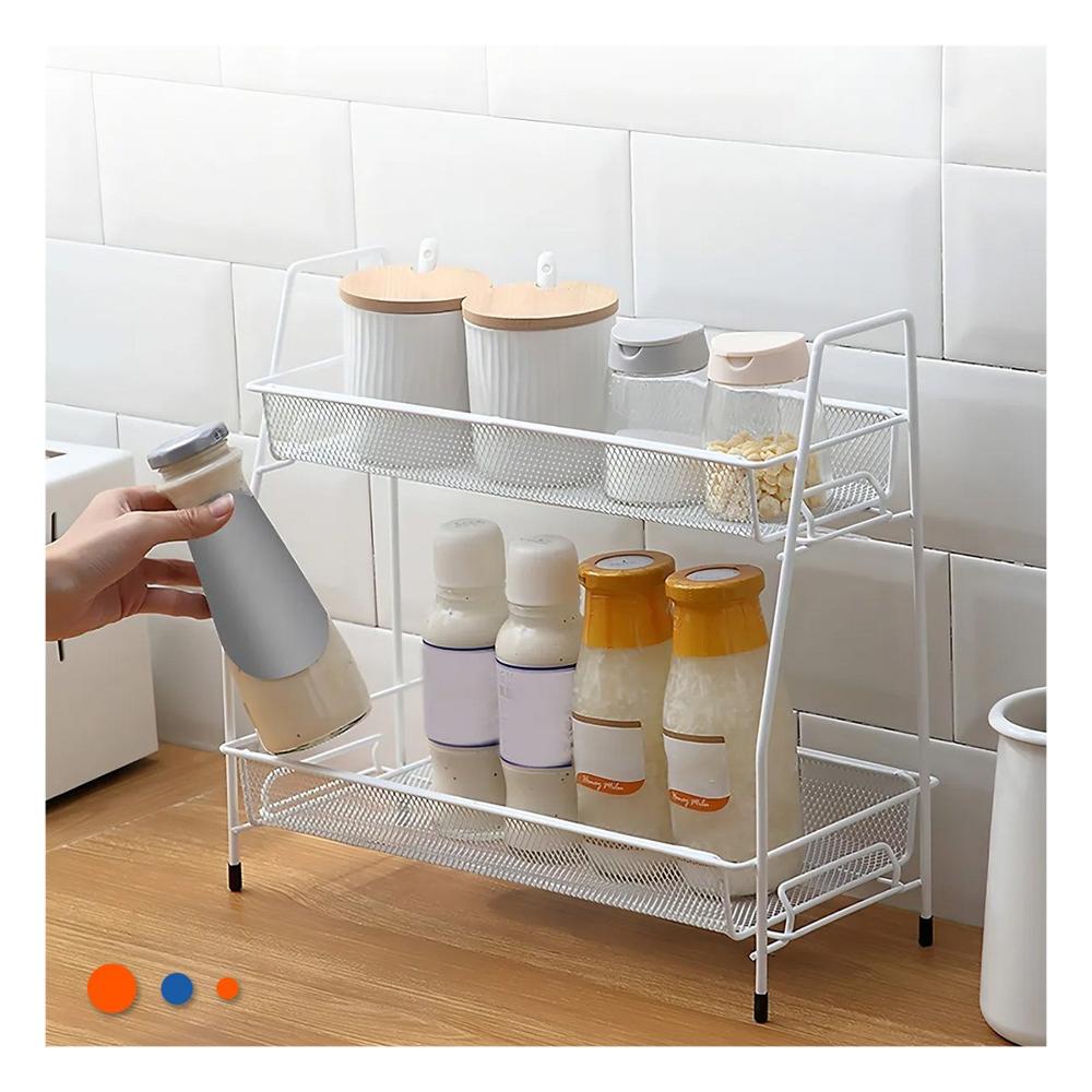 Repisero de 2 Niveles Multiuso Ligero y Practico y Comodo para Hogar Blanco