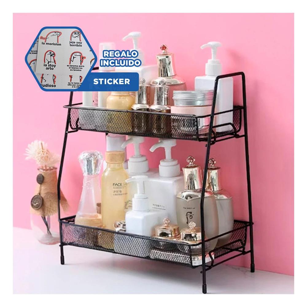 Repisero 2 Niveles Multiuso Versatil y Resistente Negro Y+Regalo Sticker