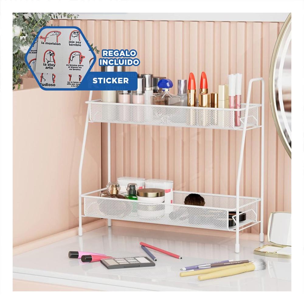 Repisero de 2 Niveles Multiuso Versatil y Resistente y Practico Blanco Y+Regalo Sticker