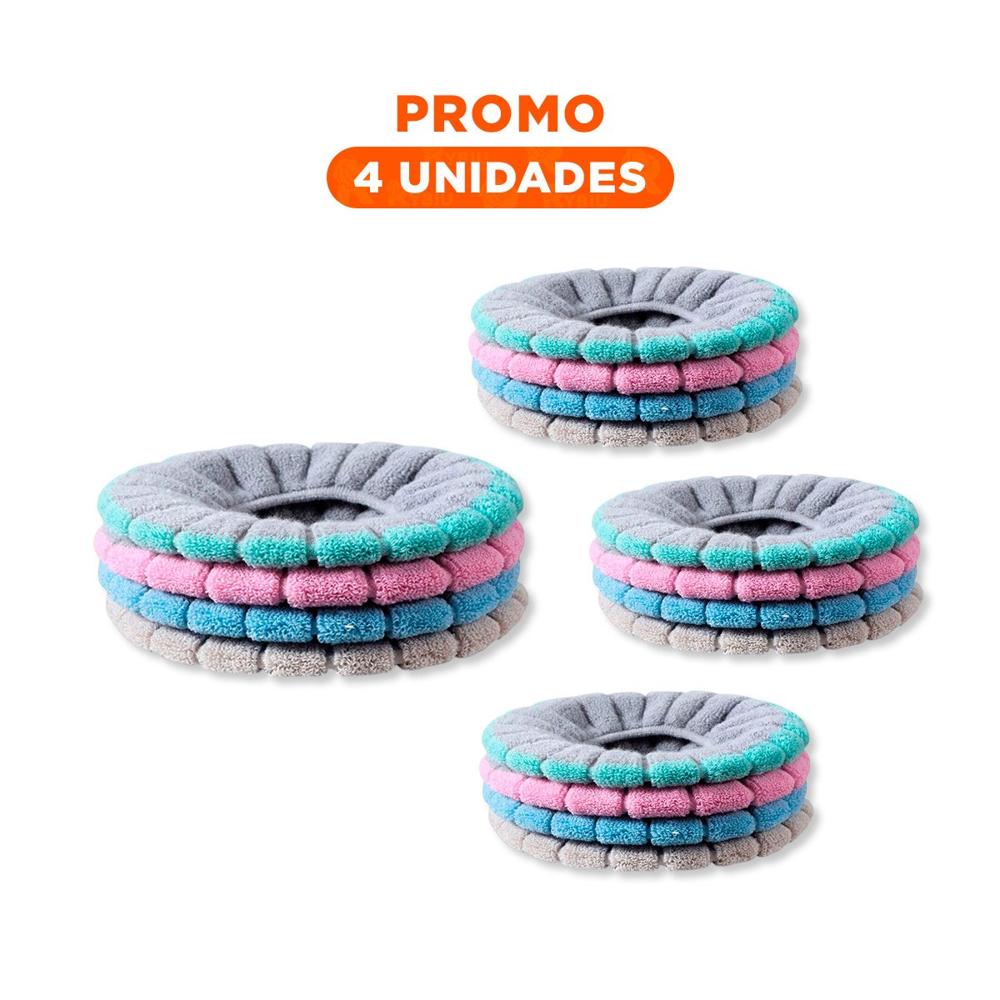 Pack4 Cubre Aro Protector para Inodoro Afelpado Comodo y Facil de Ajustar Y+Regalo Sticker