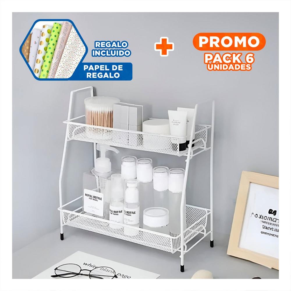 Pack6 Almacenador de 2 Niveles Multiuso Ligero y Practico y Comodo Blanco Y+Papel Regalo