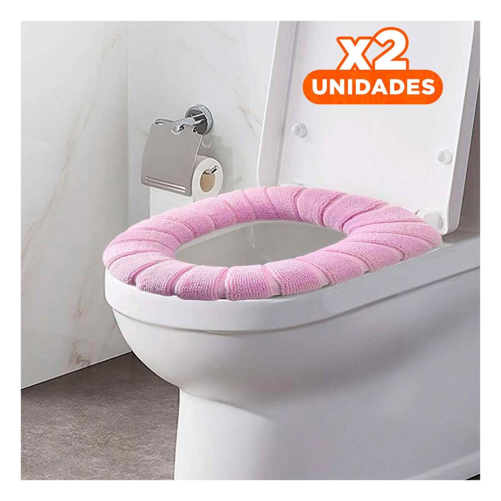 Pack2 Cubre Aro Acolchado para Inodoro Textil Confortable y Practico Extra Y+Regalo Sticker