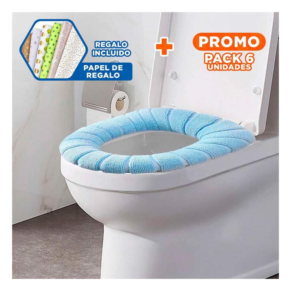 Pack6 Almohadilla Acolchada para Inodoro Textil Confortable y Practica Extra Y+Papel Regalo