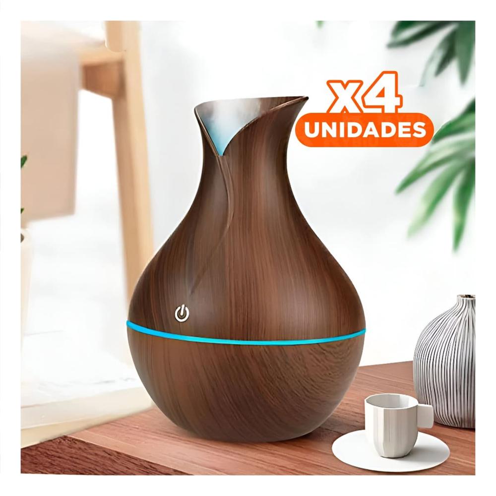 Pack4 Ambientador para Hogar con Acabado en Madera Oscuro Decorativo