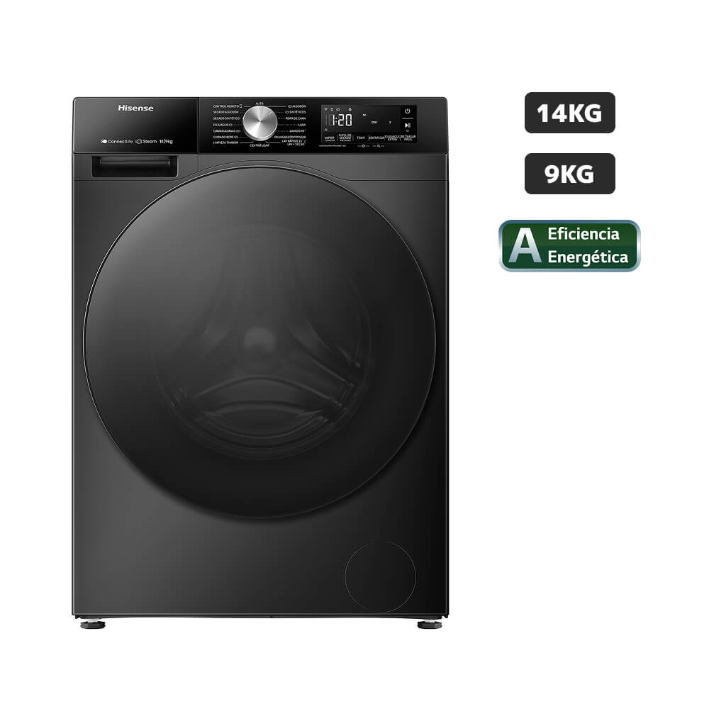 Lavaseca HISENSE Carga Frontal 14Kg/9Kg WD3S1443BB Negro