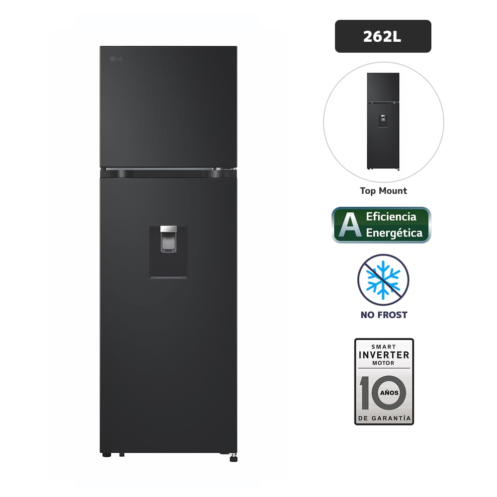 Refrigeradora LG 262L No Frost VT26WPM Negro Mate