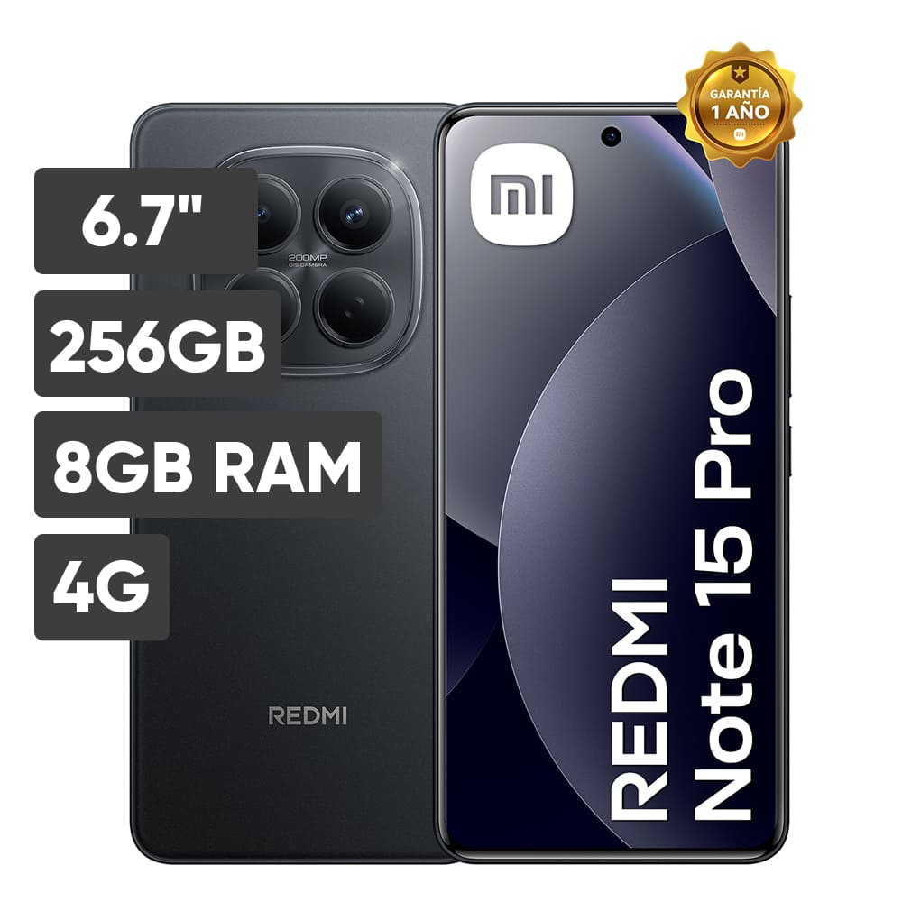 Smartphone XIAOMI Redmi Note 15 PRO 6.7"" 8GB 256GB 200MP+8MP Negro