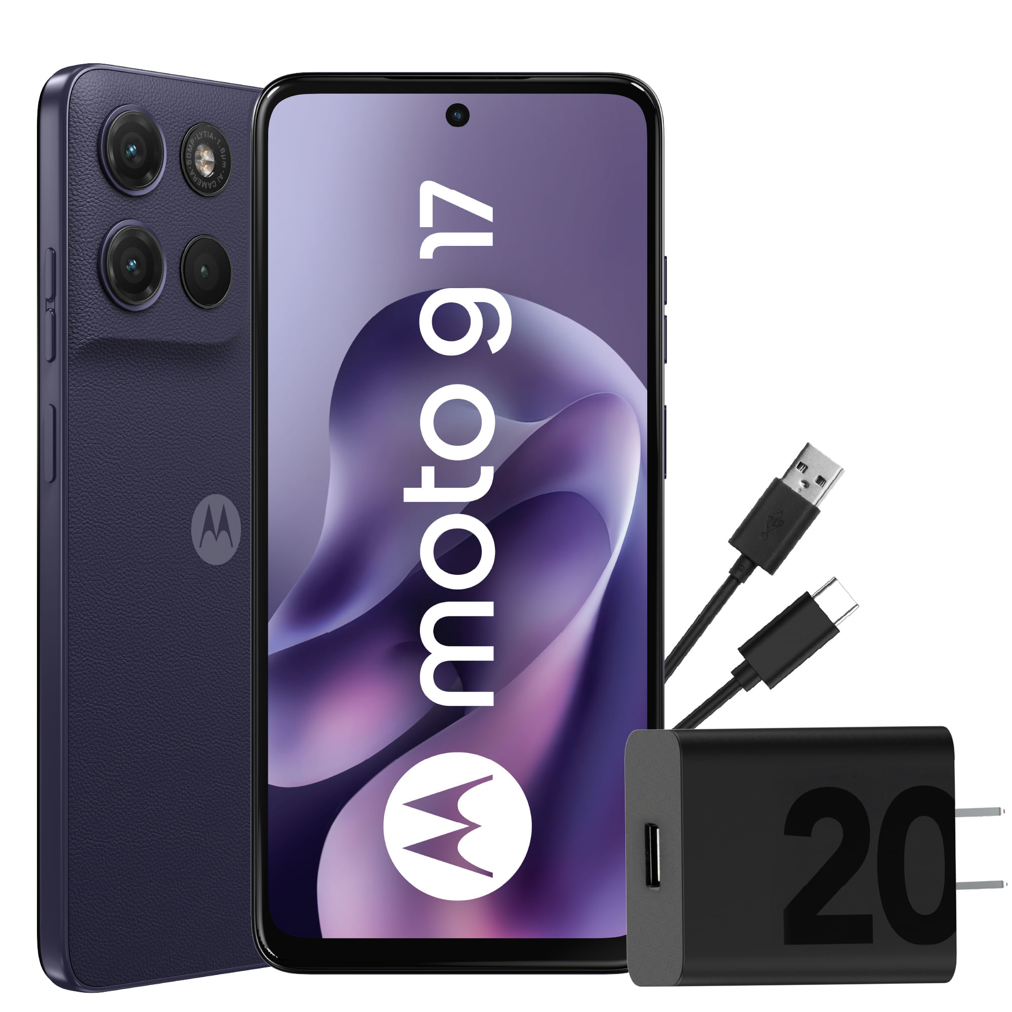 Smartphone MOTOROLA G17 6.8"" 4GB 128GB 50MP+5MP Arándano