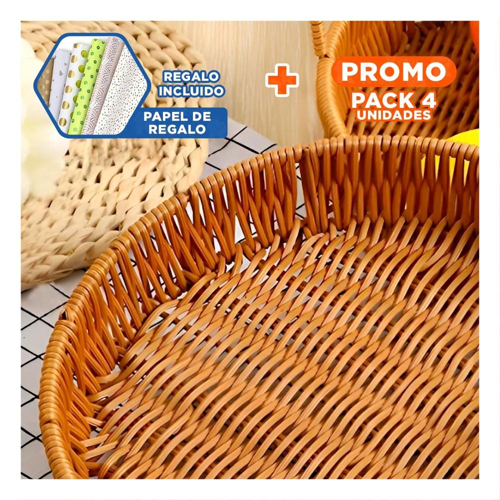 Pack4 Unidad Decorativa Tejida Circular 26cm Marron Orden Personal Diario Extra Y+Papel Regalo