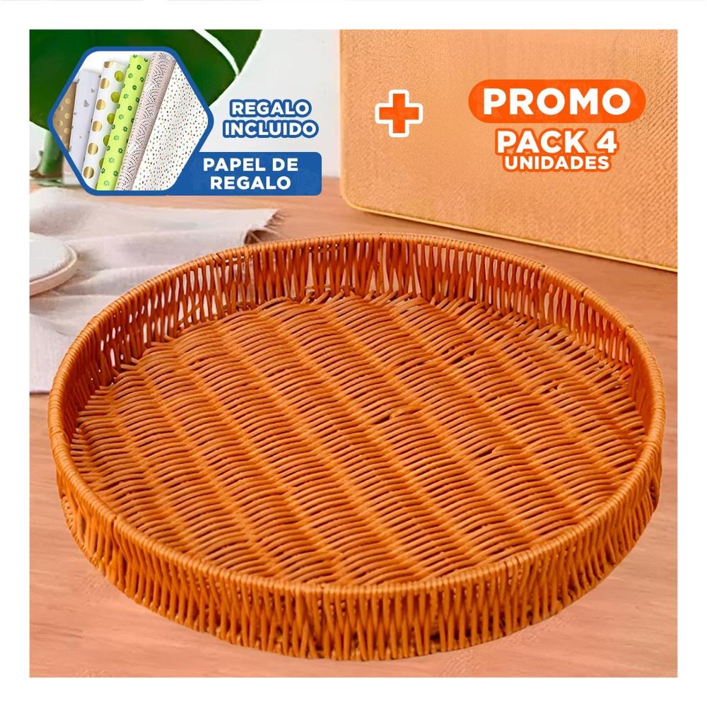 Pack4 Unidad Decorativa Tejida Circular 35cm Marron Orden Personal Diario Extra Y+Papel Regalo