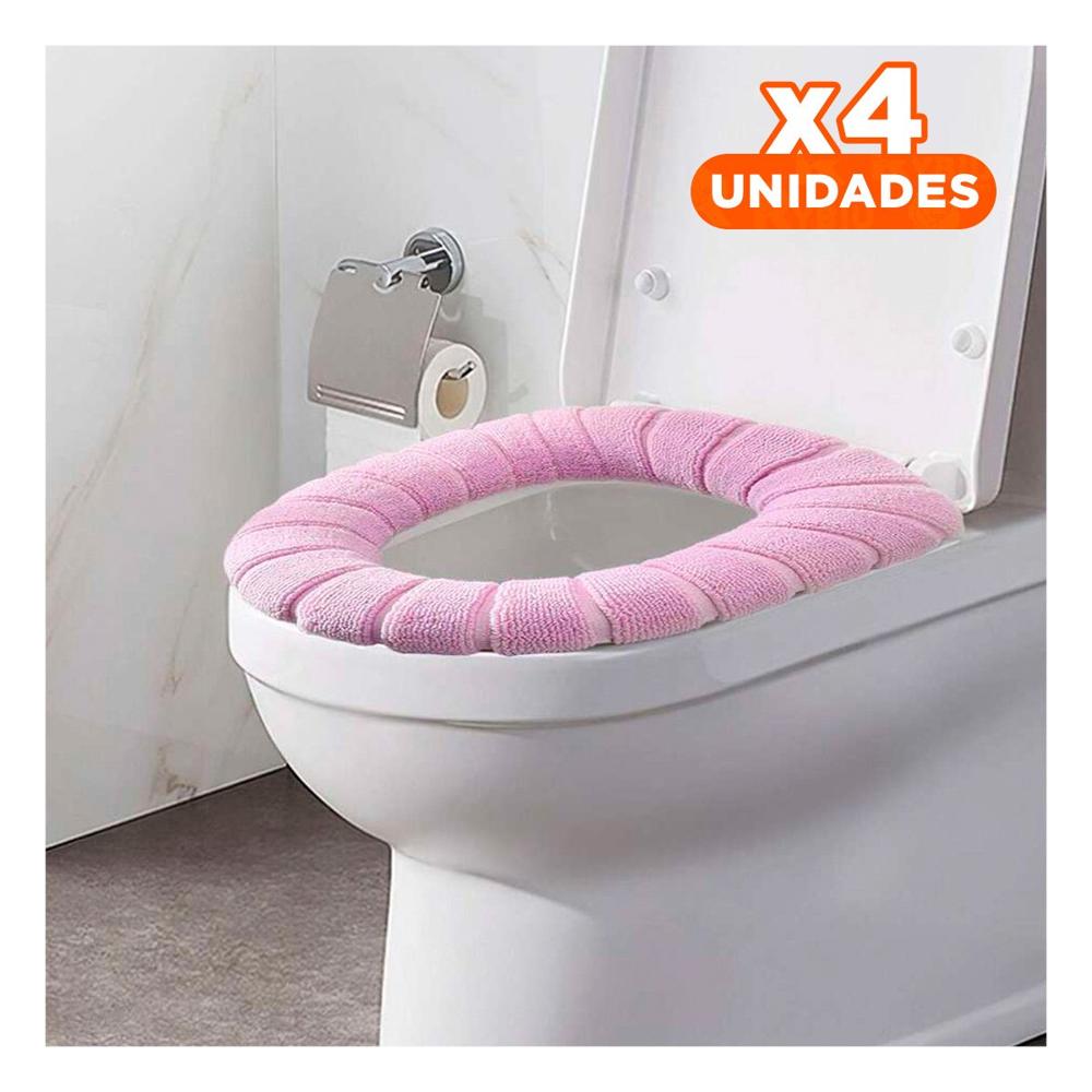 Pack4 Asiento Acolchado para Inodoro Textil Confortable y Practico Extra Y+Papel Regalo
