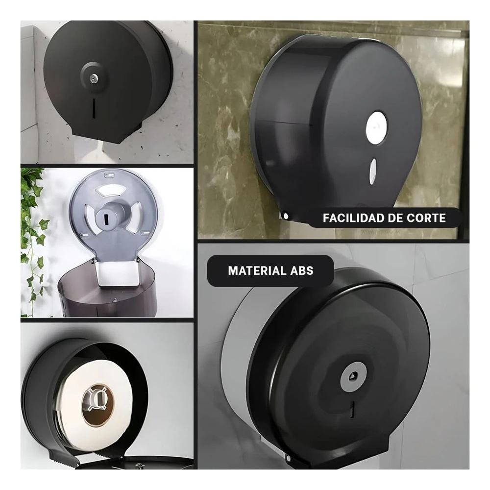 Porta Papel Higienico Jumbo Negro Practico y Ligero y Facil de Usar Gota