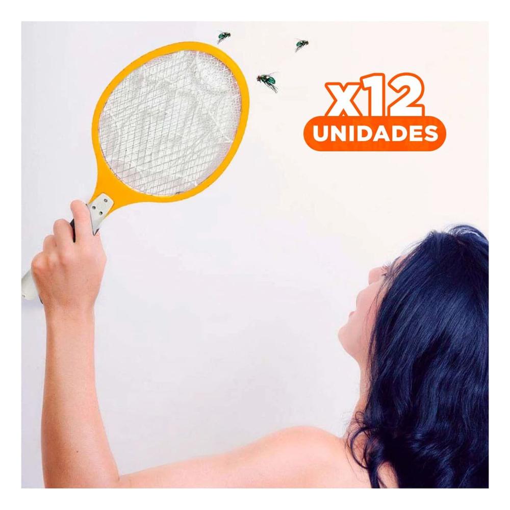 Pack12 Raqueta Mosquitera Multifuncional para Camping Patio y Jardin Anaranjado