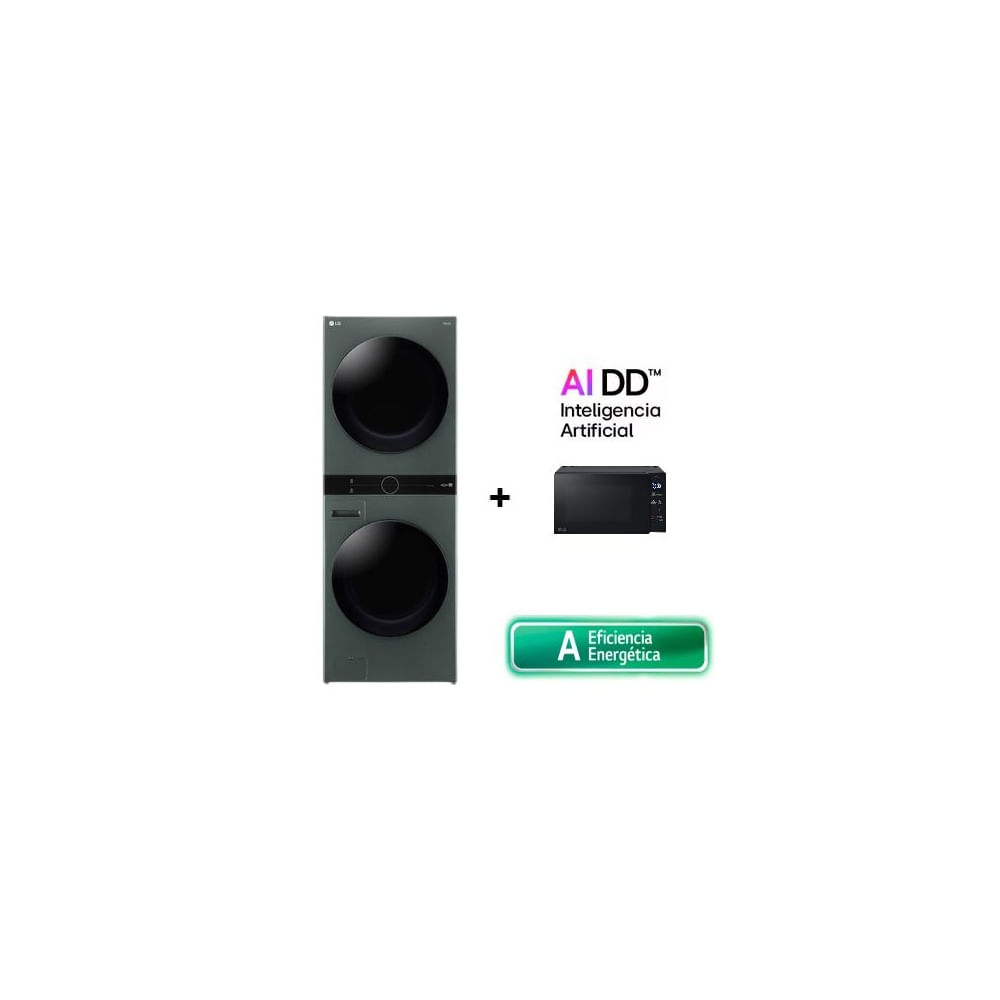 COMBO LG WashTower WK22GGS6 22Kg lavado y 16Kg de secado + Microondas LG MS2032GAS NeoChef™ 20L