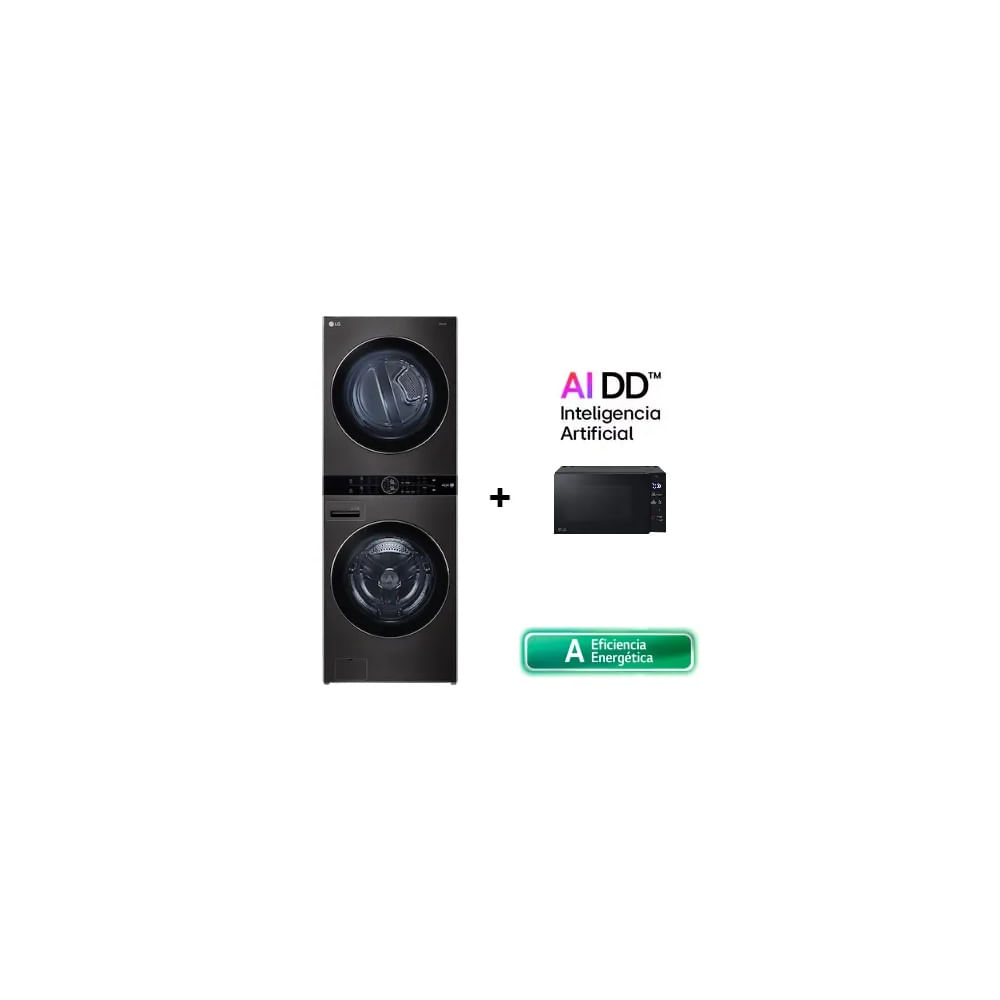COMBO LG WashTower WK22BS6 22Kg lavado y 16Kg de secado + Microondas LG MS2032GAS NeoChef™ 20L