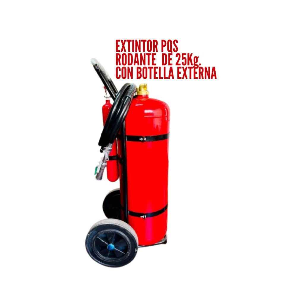 Extintor Rodante PQS- 25 Kg más botella externa CO2