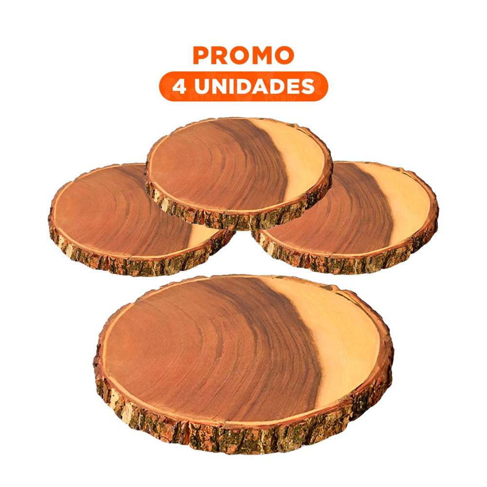 Pack4 Plataforma Decorativa Circular de Madera Natural para Casa Y+Regalo Sticker