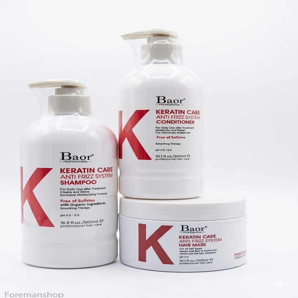 Kit Keratin Care Anti Frizz Shampoo 500ml + Acondicionador300ml + Mascarilla300ml