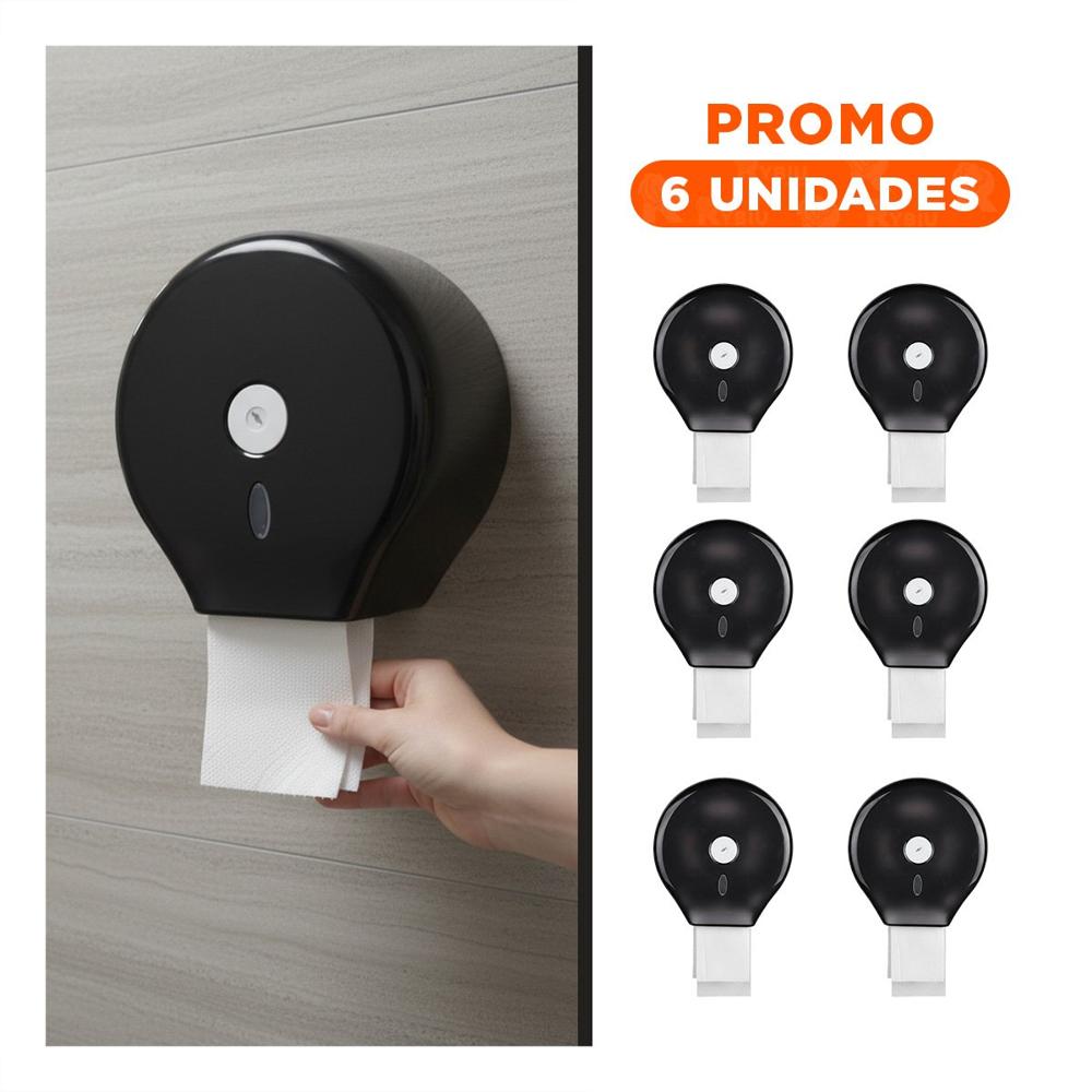 Pack6 Porta Objetos Multifuncional para Papel Higienico Jumbo Negro Ligero Gota