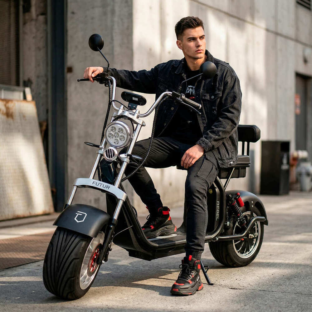 Moto Eléctrica REBEL de Litio 2000W Negro