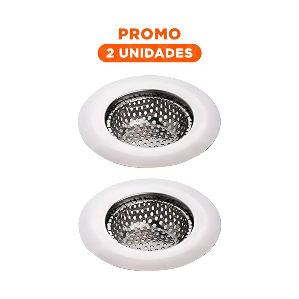 Pack2 Rejilla Filtradora para Drenaje con Acabado Plateado y Diametro Util 7cm