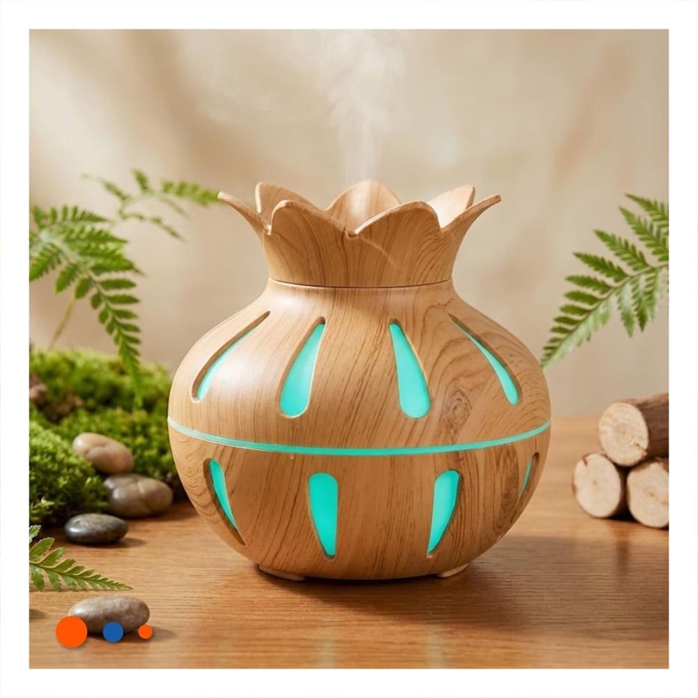 Difusor con Funcion Humificadora para Interiores Color Madera Claro 12x11cm Y+Regalo Sticker