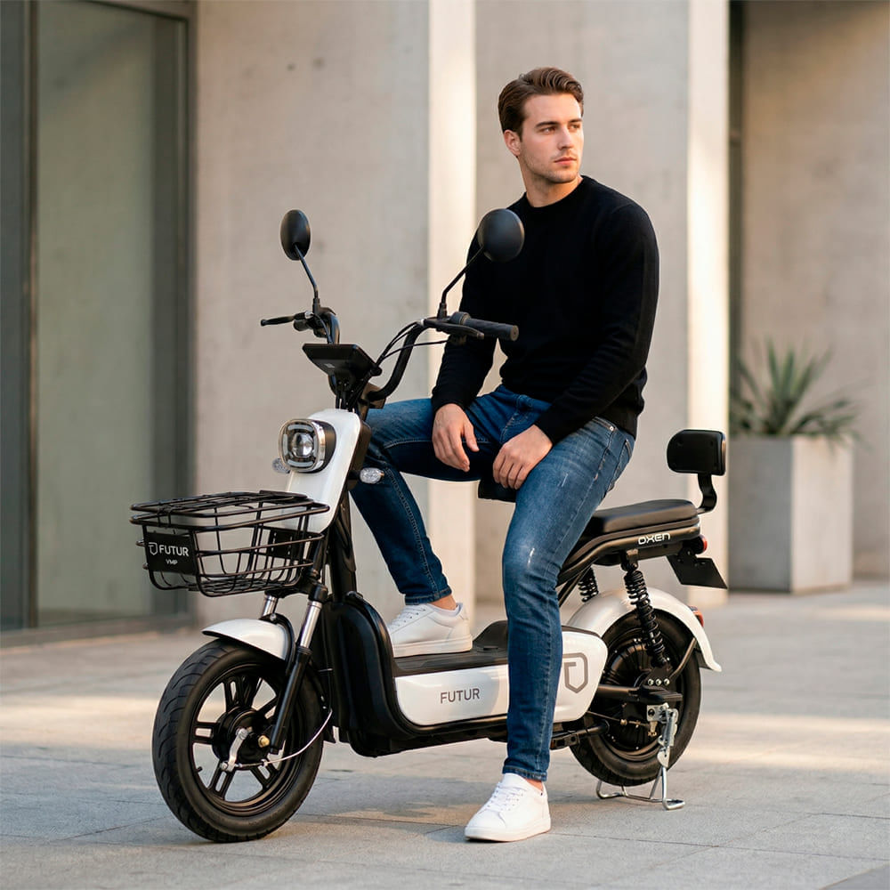 Bicimoto Eléctrica OXEN de Litio 350W Blanco