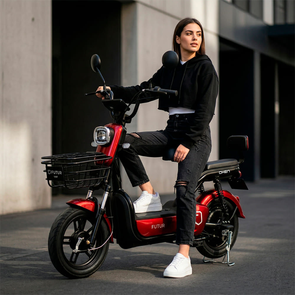 Bicimoto Eléctrica OXEN de Litio 350W Rojo Jam