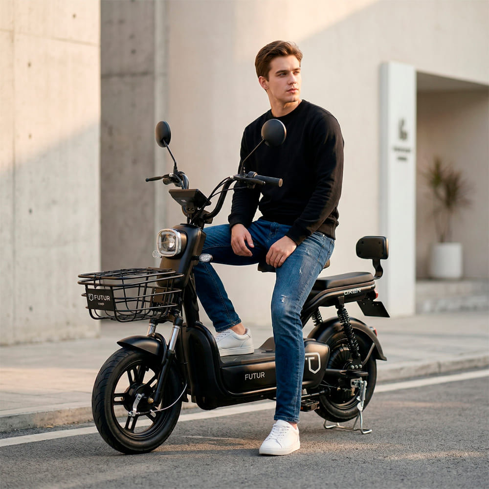 Bicimoto Eléctrica OXEN de Litio 350W Negro