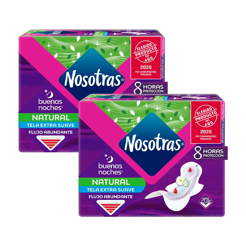 Pack Toallas Higiénicas NOSOTRAS Buenas Noches Nocturna Natural Paquete 30un x 2un