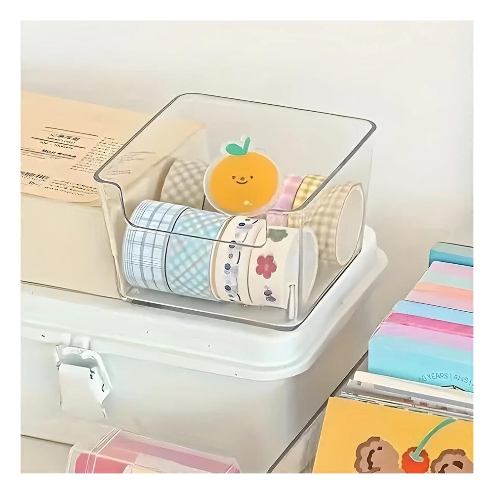 Contenedor Transparente Acrilico Cuadrado para Escritorio y Casa Y+Papel Regalo