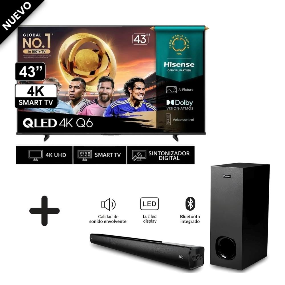 Televisor Hisense Smart TV 43 43Q6QV + Soundbar SBM-S30Y