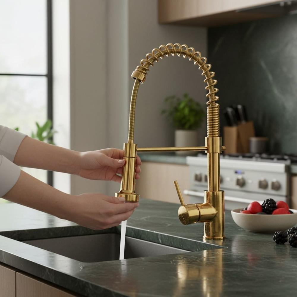 Grifo Mezcladora Cocina semi profesional Dorado Oro hecho de