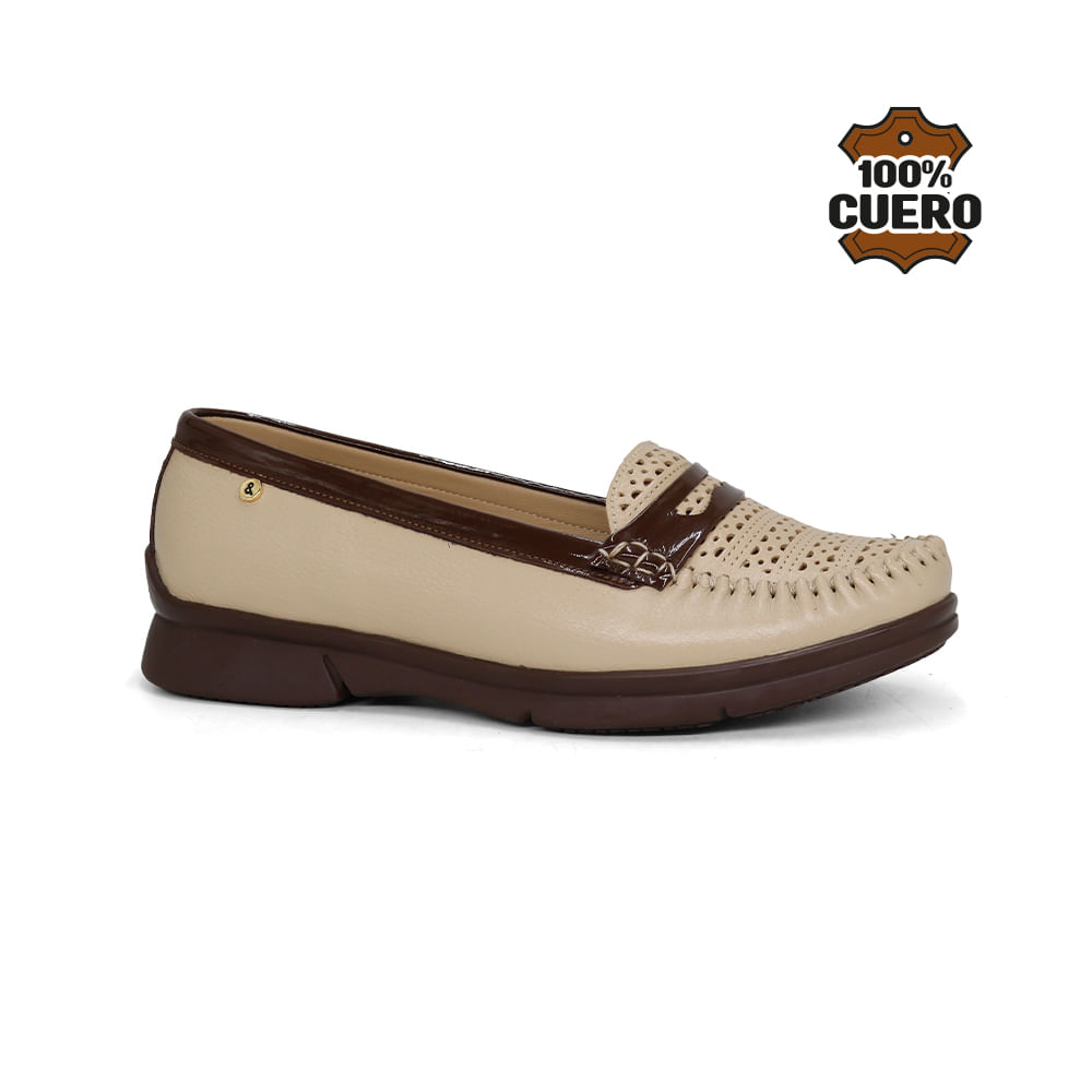 Mocasines Casuales Cuero Mujer Ceza-KA26Q1 Beige 38