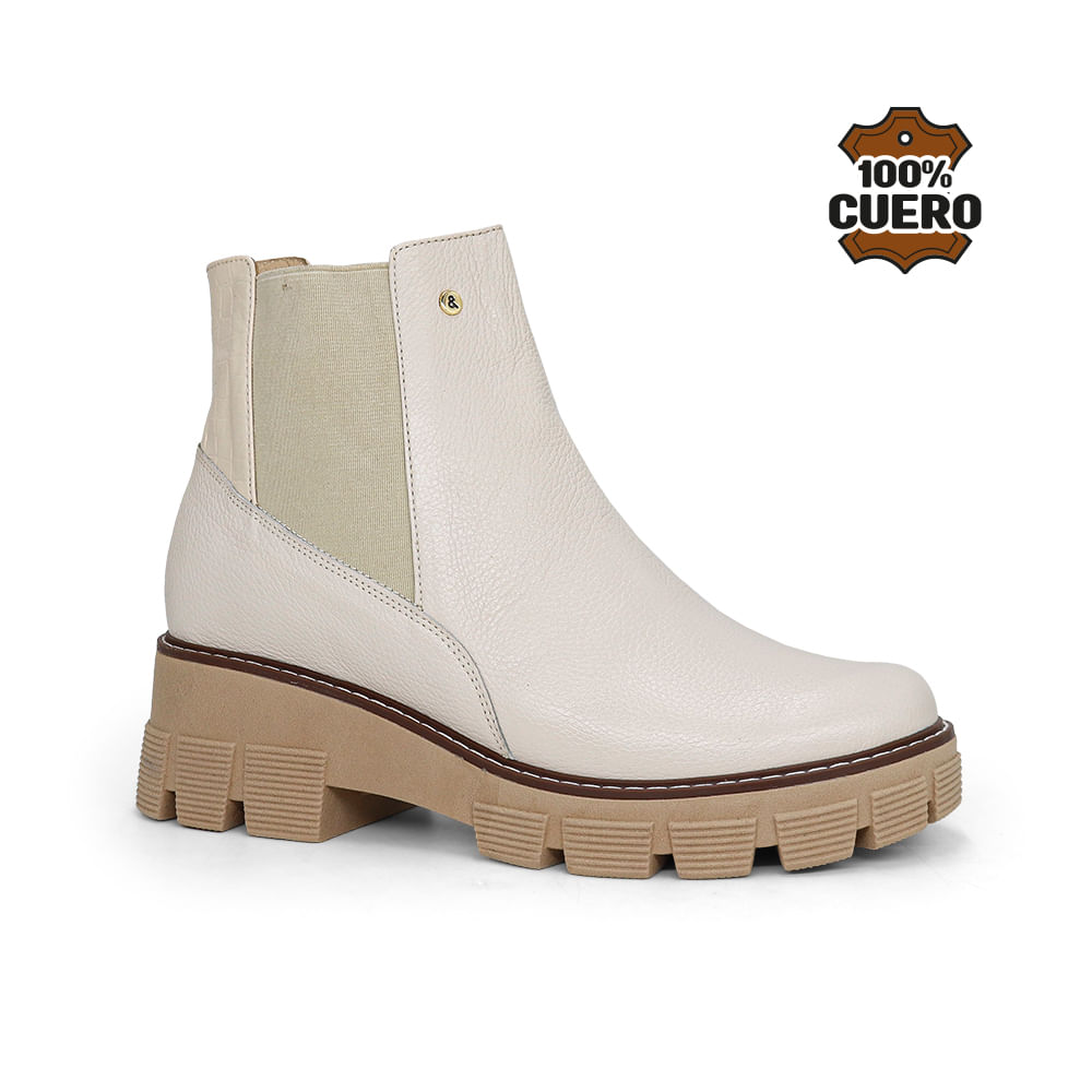 Botines Casuales Cuero Mujer 2615-KA26Q1 Hueso 39