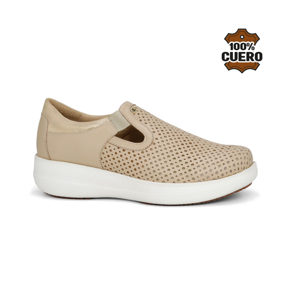 Zapatos Casuales Mujer 2649-KA26Q1 BEIGE Mocasin De Cuero Mujer Par&ss 2649-KA26Q1 BEIGE 35