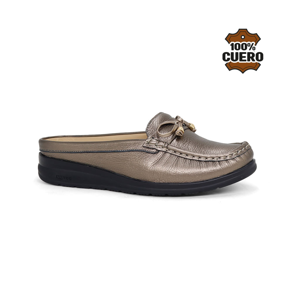 Zuecos Casuales Mujer 2623-KA26Q1 PLATA QUEMADA Mocasin De Cuero Mujer Par&ss 2623-KA26Q1 PLATA QUEMADA 37