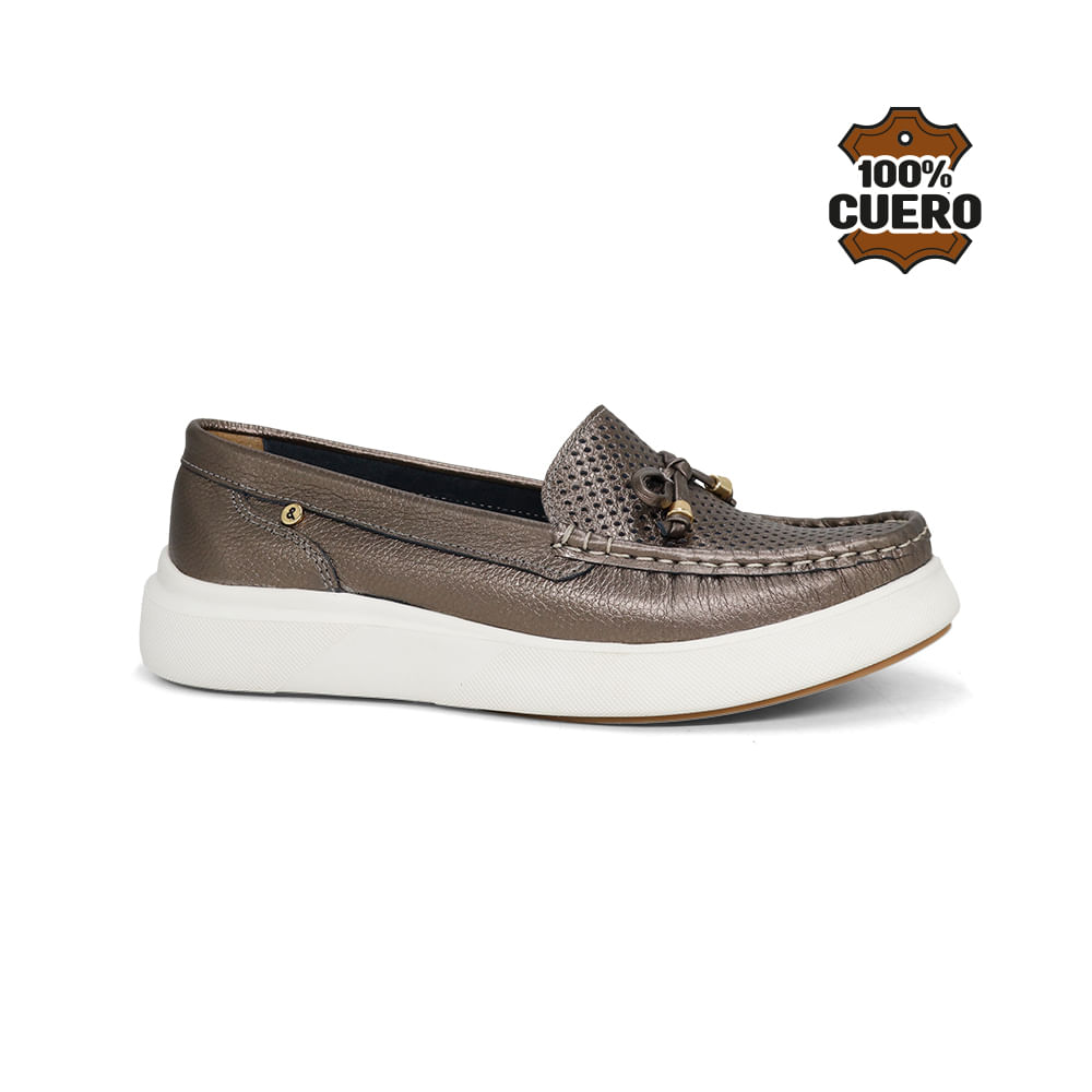 Mocasines Casuales Cuero Mujer CEDAN-KA26Q1 PLATA QUEMADA Mocasin De Cuero Mujer Par&ss CEDAN-KA26Q1 PLATA QUEMADA 36