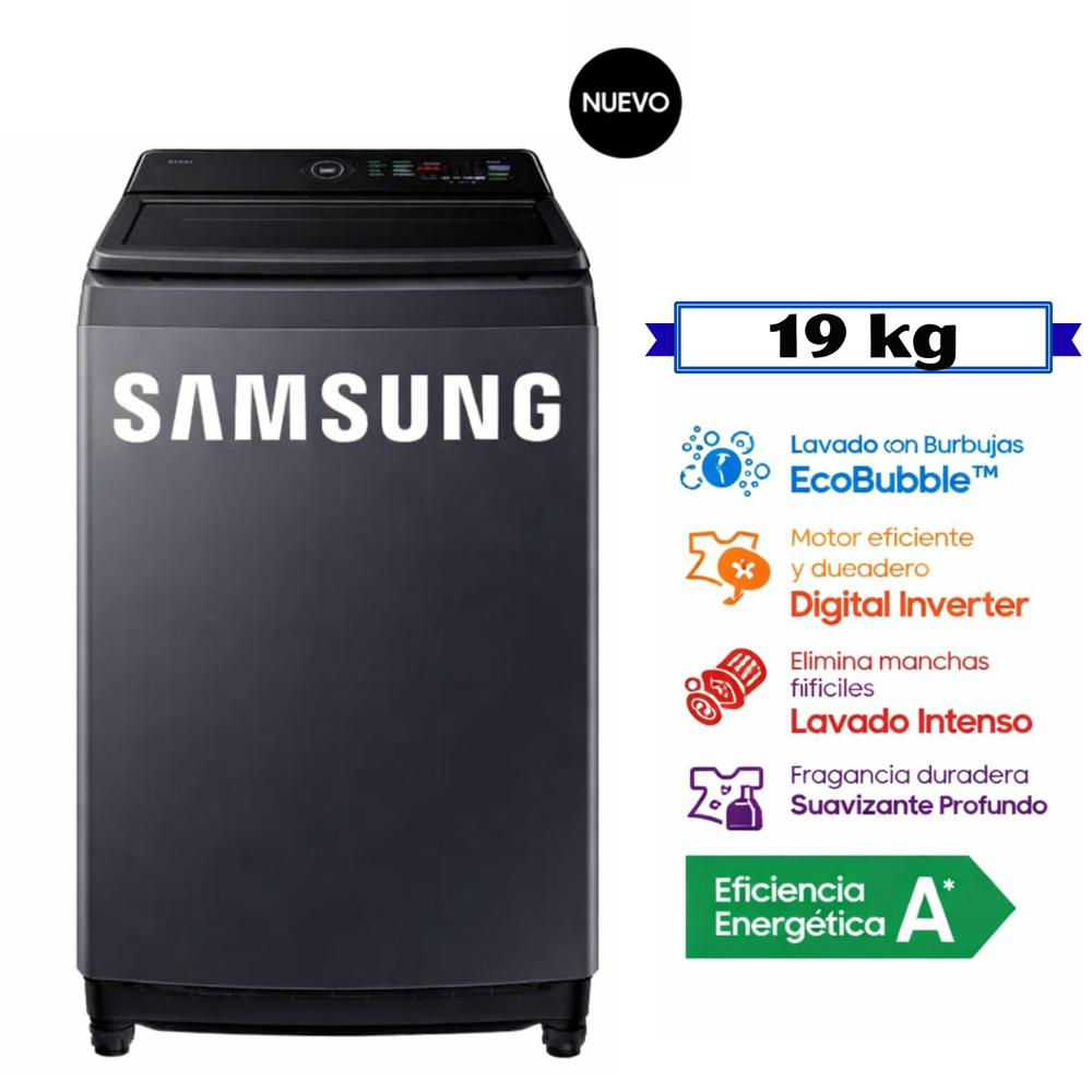 Lavadora Samsung 19KG EcoBubble WA40F19E7CPE Gris Grafito