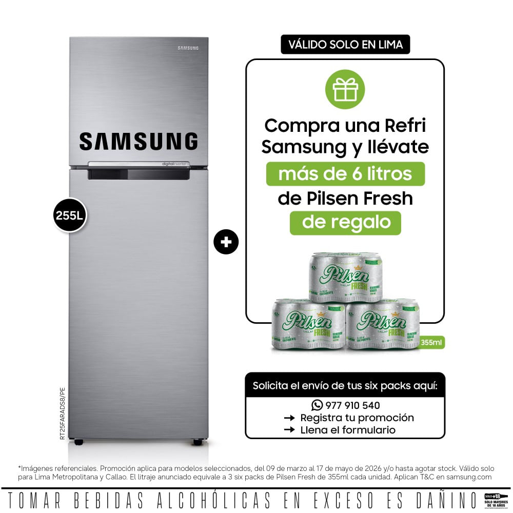 Refrigeradora Samsung RT25FARADS8/PE Top Freezer 255L Inox