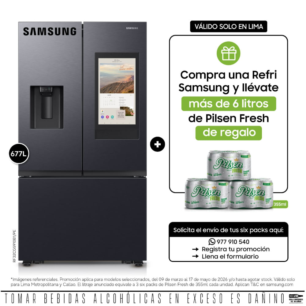 Refrigeradora Samsung French Door Family Hub RF32CG5910B1PE 677L Negro
