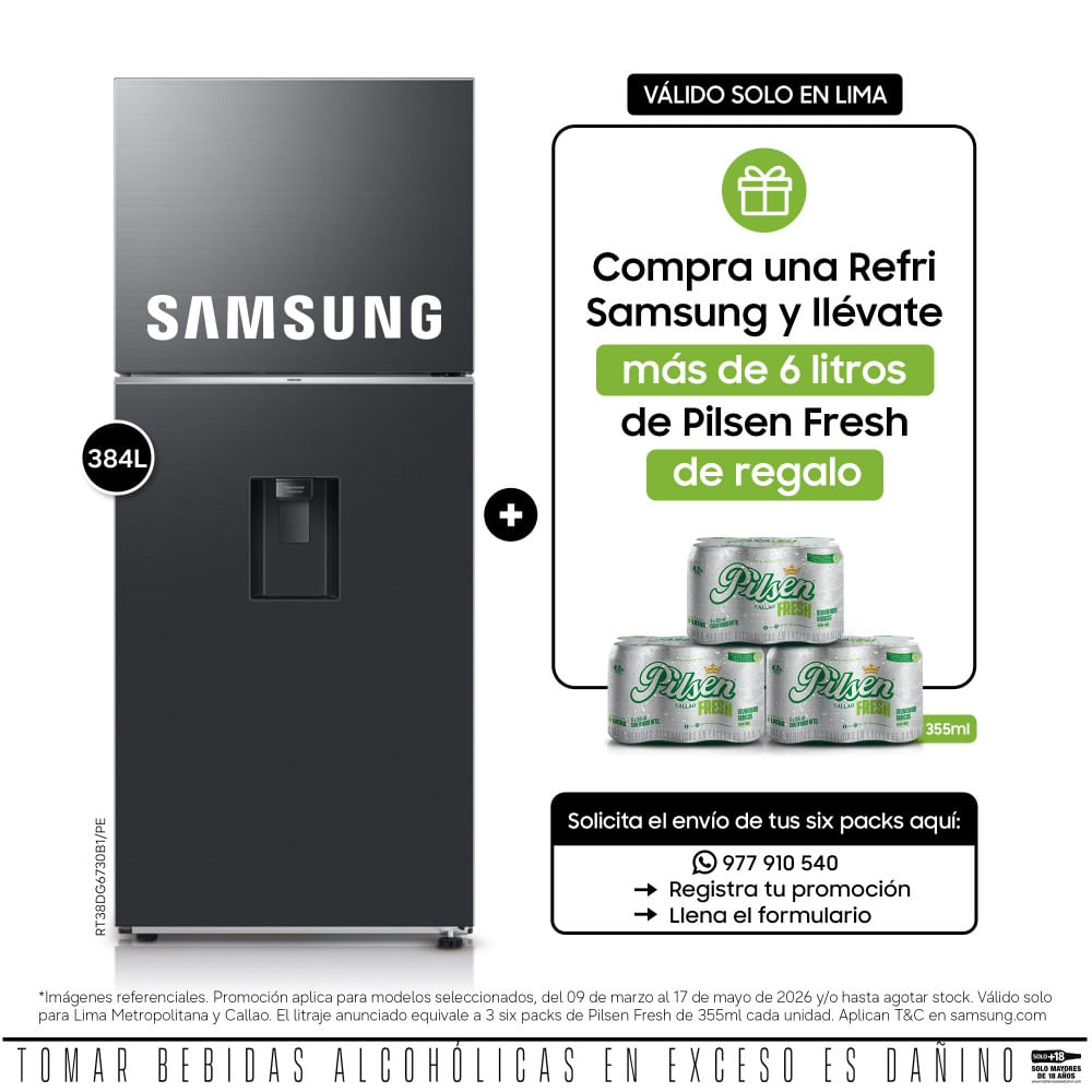 Refrigeradora Samsung Top Mount Freezer 384L RT38DG6730B1PE Black